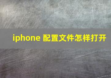 iphone 配置文件怎样打开